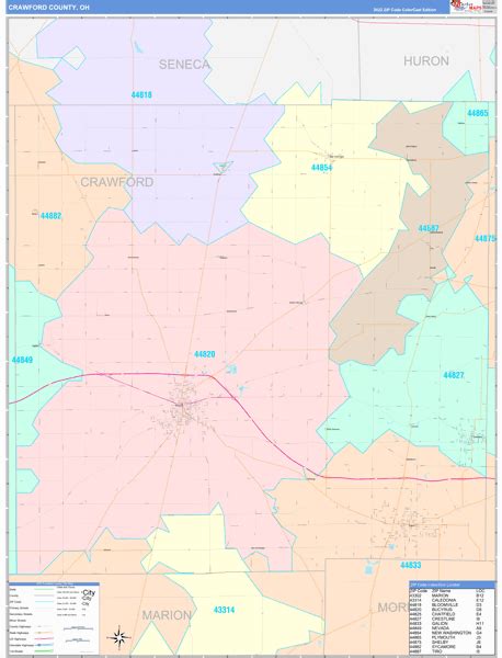 Crawford County Oh Wall Map Color Cast Style By Marketmaps Mapsales