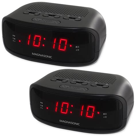 Magnasonic Digital Am Fm Clock Radio With Battery Backup And Dual Alarm Eaac200 2 Pack