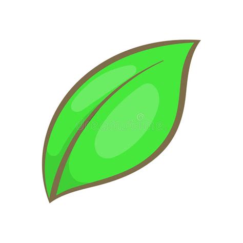 Green Leaf Icon Cartoon Style Stock Vector Illustration Of Cartoon