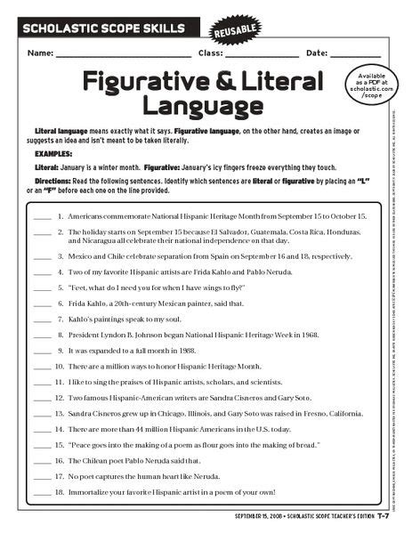 Figurative Language Worksheets 9th Grade Language Worksheets