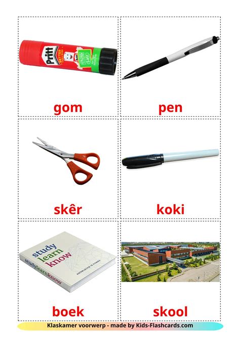 36 Free Classroom Objects Flashcards Pdf Afrikaans Words