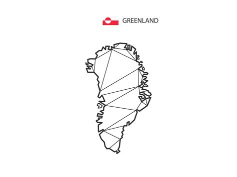 Mosaic Triangles Map Style Of Greenland Isolated On A White Background