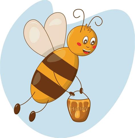 cartoon bee with honey flies flying yellow children 25934972 Vector Art ...