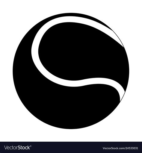 Tennis Ball Black Flat Icon Royalty Free Vector Image