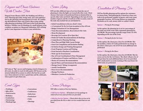 Elegant Event Planner Brochure Narcisos Printing Inc