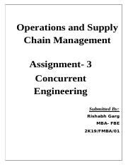 Oscm Assignment 3 Concurrent Engineering Docx Operations And Supply