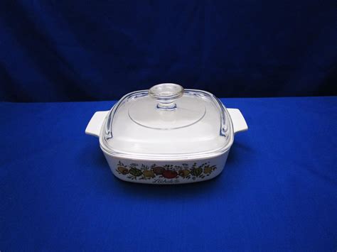 Vintage Corningware Spice Of Life Quart Casserole Dish With Glass