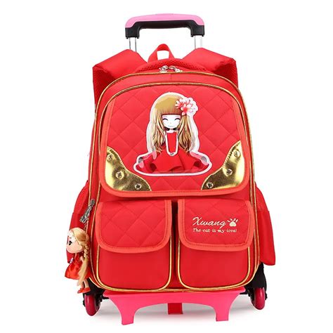 Children School Bags Mochilas Kids Backpacks With Wheel Trolley Luggage