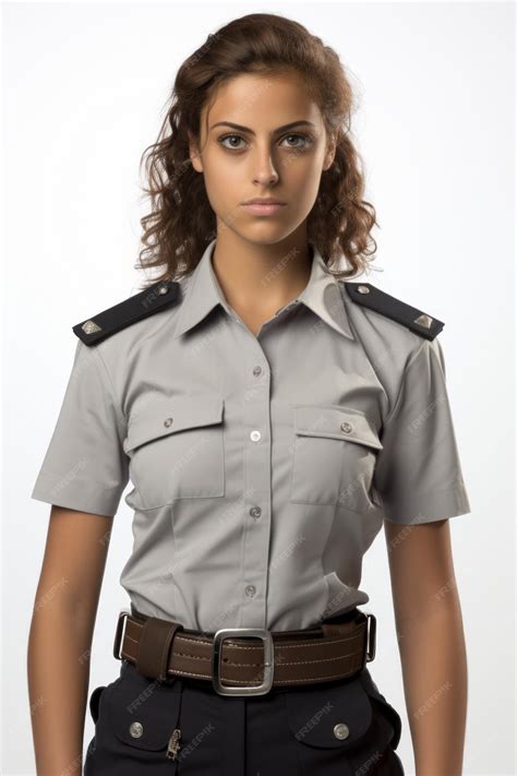 Premium Photo | Portrait of a young female police officer with curly ...