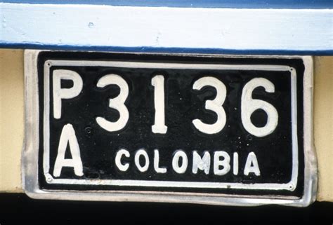 Free Vintage Stock Photo Of Columbian License Plate VSP