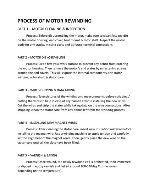 Process Of Motor Rewinding Process Of Motor Rewinding Part Motor