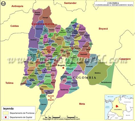 Mapa De Cundinamarca Departamento De Cundinamarca Colombia