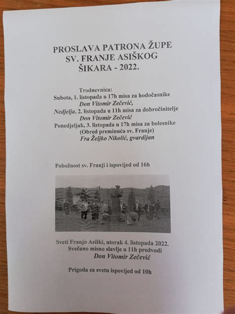 Proslava Patrona Upe Svetog Franje Asi Kog Ikara Hrvatski