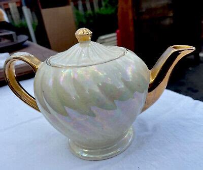 Vintage Iridescent Sadler England Luster Gold Ivory Swirl Teapot EBay