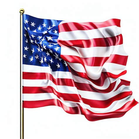 Premium Ai Image Beautiful American Flag With White Background