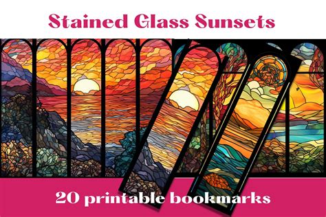 Stained Glass Sunset Bookmark Printables Graphic By Mermaids Cove