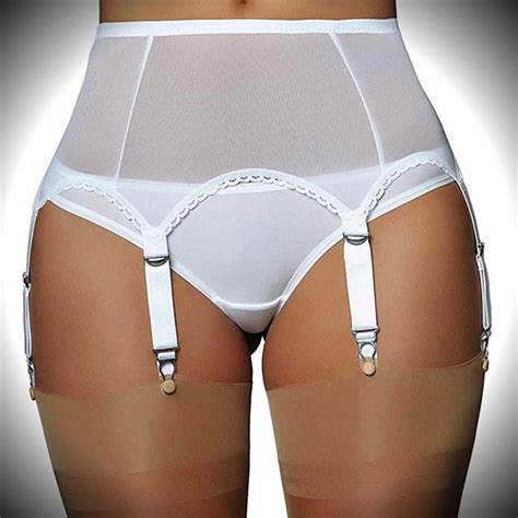 Women Lingerie Fashion Powermesh Garter Suspender Belt With 6