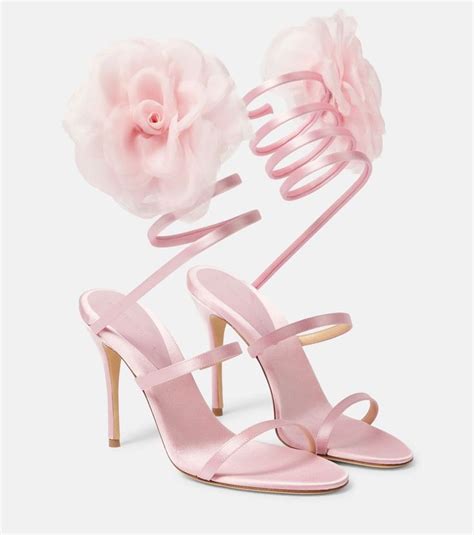 Floral appliqué satin sandals in pink Magda Butrym Mytheresa in