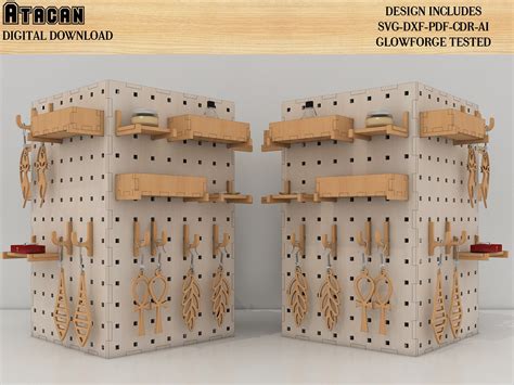 Pegboard Display, Hooks, Shelfs Earrings Graphic by atacanwoodbox · Creative Fabrica