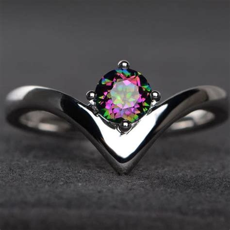 Mystic Topaz Ring Rainbow Topaz Sterling Silver Engagement Etsy