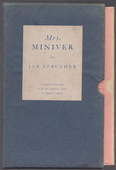 Mrs Miniver Von STRUTHER Jan Near Fine Softcover 1940 Signed By