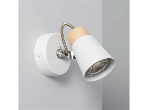 Lampe Murale Orientable Métal Et Bois Mara 1 Spot Blanc