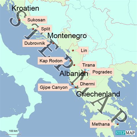 StepMap Balkanreise Landkarte für Südosteuropa