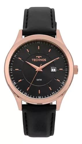 Reloj Pulsera Technos Steel 2115MPS 2P Para Hombre Fondo Negro Con