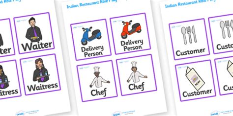 Indian Restaurant Role Play Badges Teacher Made