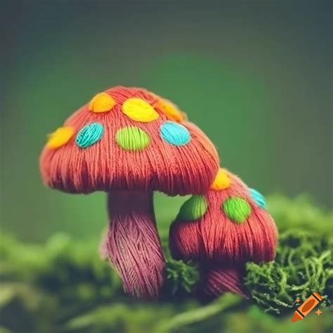 Colourful Floss Mushroom Growing On Moss On Craiyon