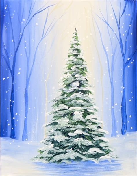 How To Paint A Christmas Tree In A Snowy Forest - Step By Step Painting With Tracie Kiernan