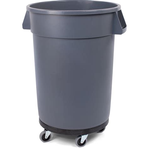 34113223 Bronco™ Round Waste Bin Trash Container And Dolly 32 Gallon