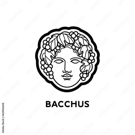 Bacchus God Of Roman Mythology Vector Emblem Icon Illustration Stock