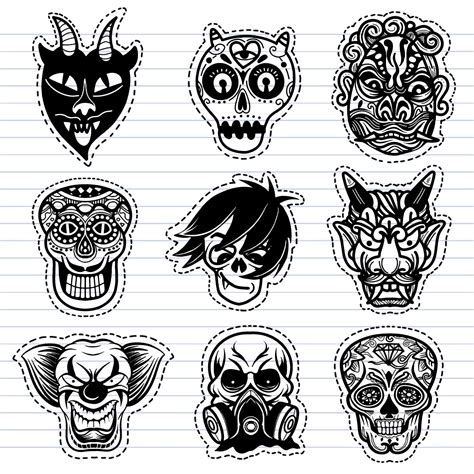 Vector illustration of a set of mask for halloween. 17614207 Vector Art ...