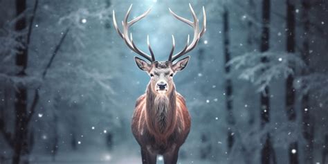 Premium AI Image | a deer with a snow covered background and a deer in ...