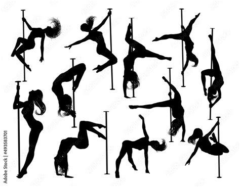 Pole Dancing Women Silhouettes Set Stock Vector Adobe Stock