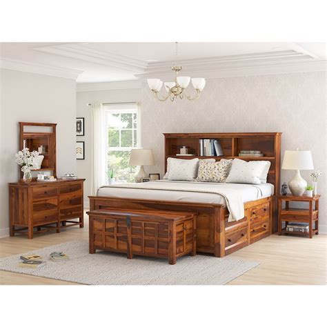 Mission Modern Solid Wood Full Size Platform Bed 7pc Bedroom Set