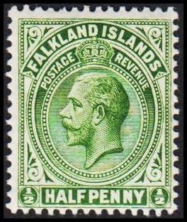 1912 1928 Georg V ½ HALF PENNY 1912 1928 Falkland Islands Michel