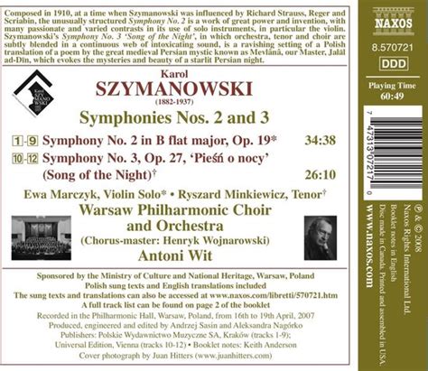 Warsaw Philharmonic Orchestra Antoni Wit Szymanowski Symphonies Nos