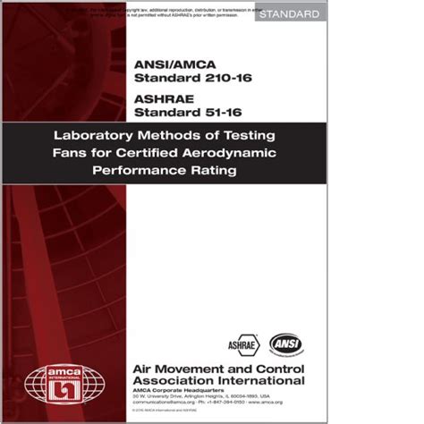 Ansi Ashrae Ansi Amca Laboratory Methods Of Testing