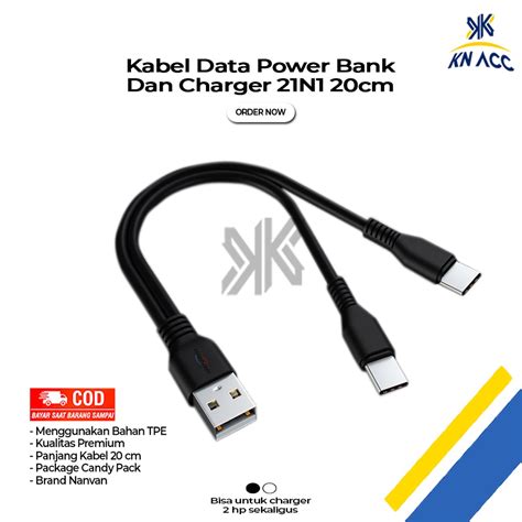 Jual KN ACC KABEL CHARGER NANVAN POWER BANK 20CM 2IN1 NVN KD35