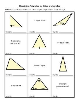 Classifying Triangles By Their Sides Angles WORKSHEET For Students