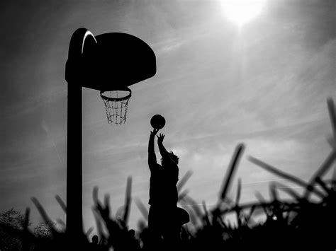 wallpaper silhouette, ball, basketball hoop, basketball, black and ...