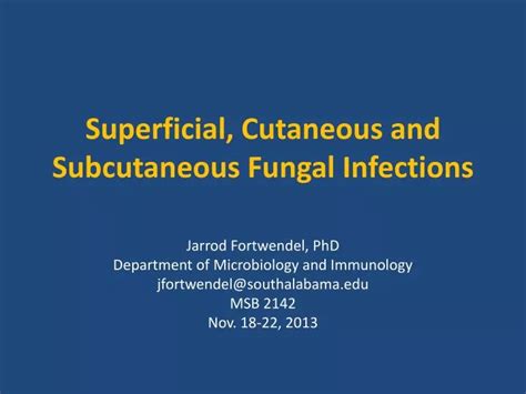 PPT Superficial Cutaneous And Subcutaneous Fungal Infections