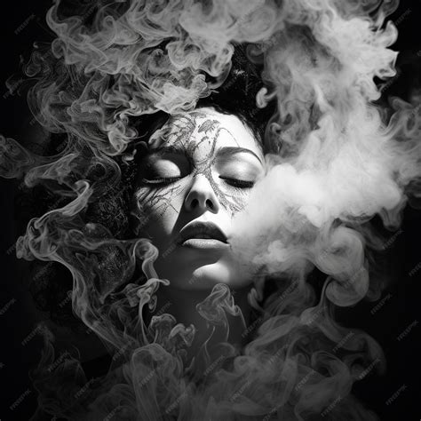 Premium AI Image | a woman with a smokey face and a smoke coming out of