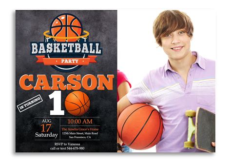 Basketball banquet invitation basketball birthday party invitation with ...