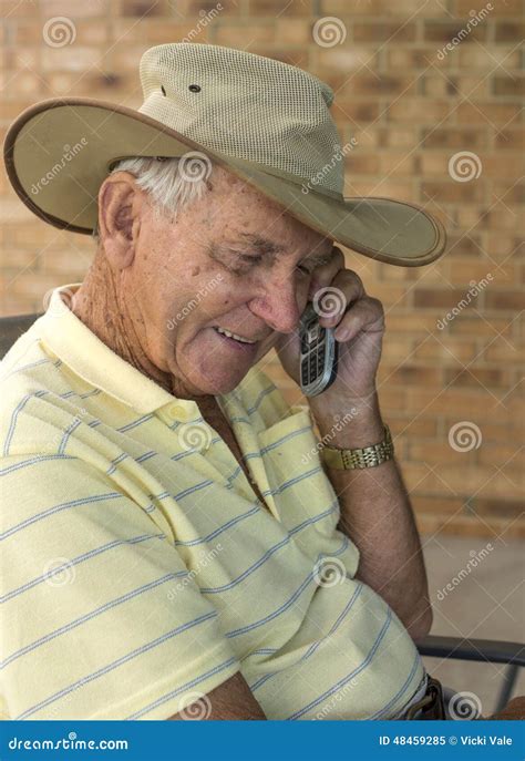 Portrait Of Elderly Man Talking On Cell Phone Stock Image Image Of