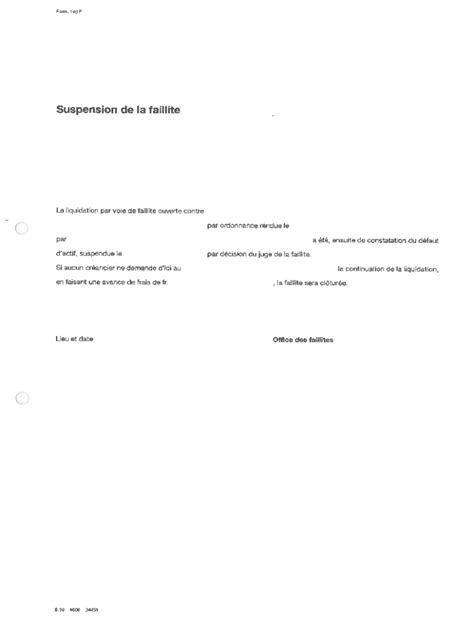 Fillable Online Form 14d F Suspension De La Faillite Fax Email Print