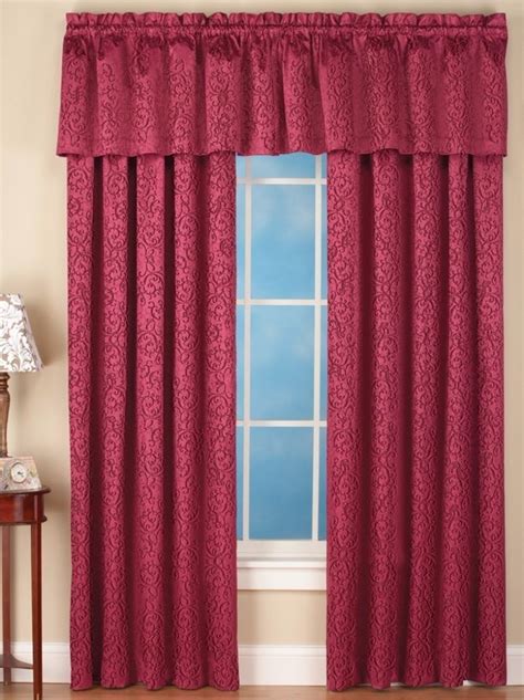 Elegant Scroll Insulated Sheen Burgundy Window Curtain Panel 50 X 63