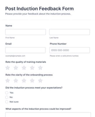 Post Induction Feedback Form Template | Jotform